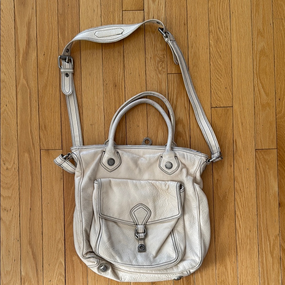 Elegant Cream Leather Tote Bag